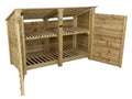 Wooden Log Store (Roof Sloping Back) with Doors and Shelf W-187cm, H-126cm or 180cm, D-88cm
