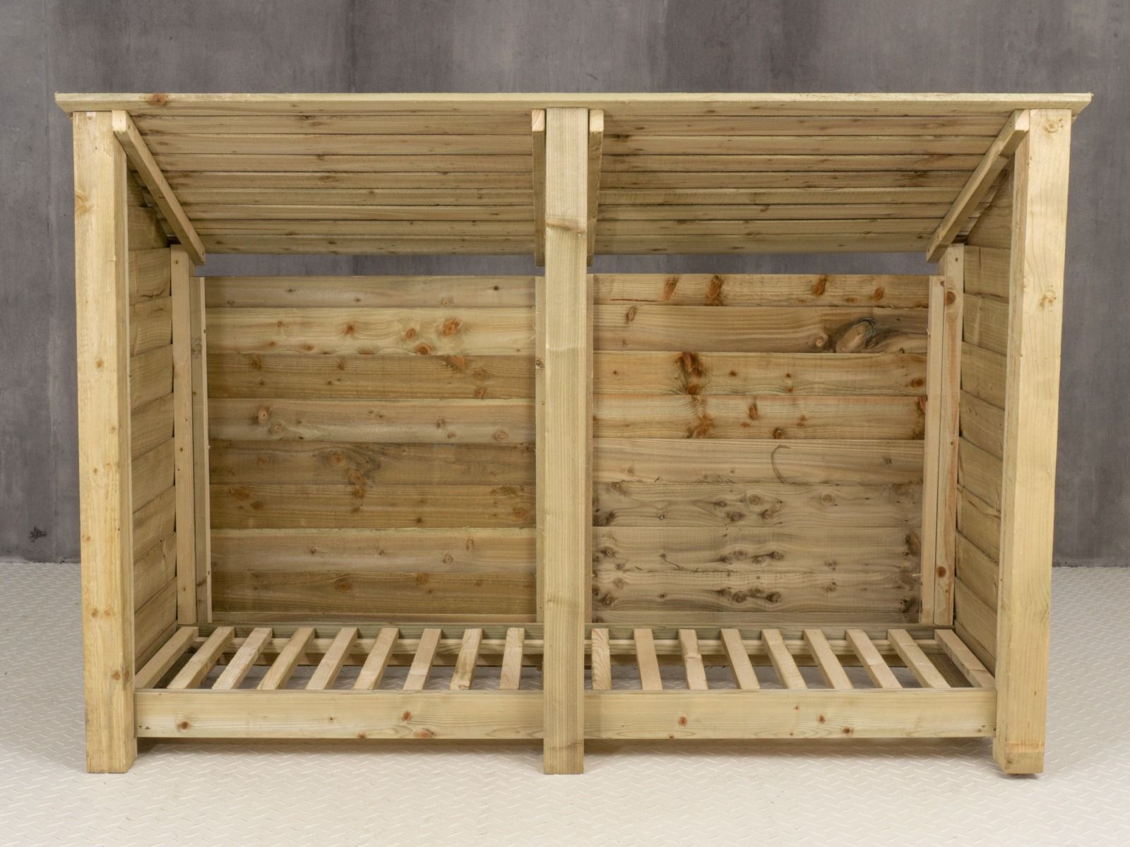 Wooden Log Store (Roof Sloping Back) W-187cm, H-126cm or 180cm, D-88cm