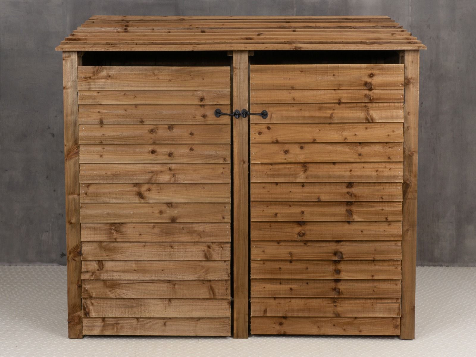 Wooden Log Store with Doors and Shelf W-187cm, H-126cm or 180cm, D-88cm - Brown Finish