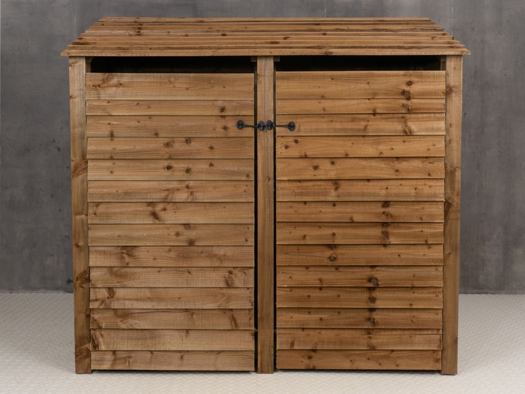 Wooden Log Store with Doors W-187cm, H-126cm or 180cm, D-88cm - Brown Finish