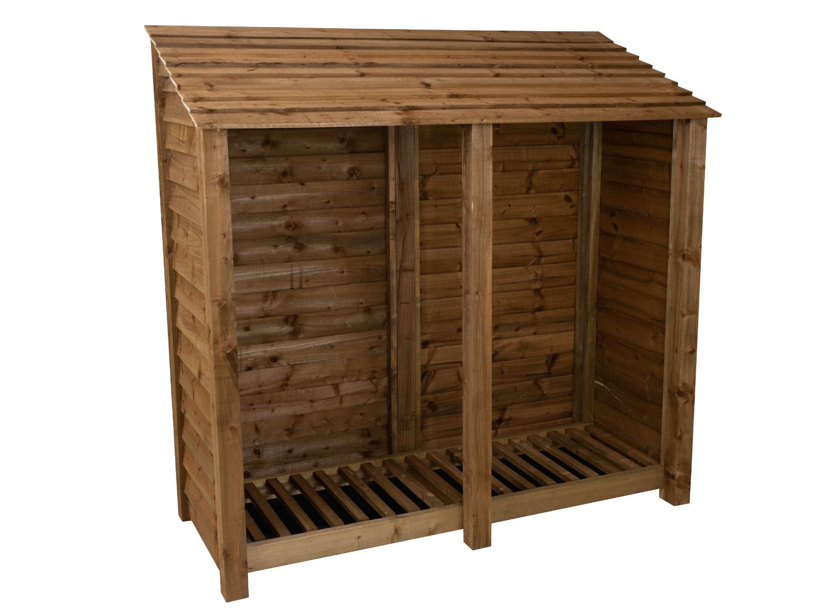 Wooden Log Store W-187cm, H-126cm or 180cm, D-88cm - Brown Finish