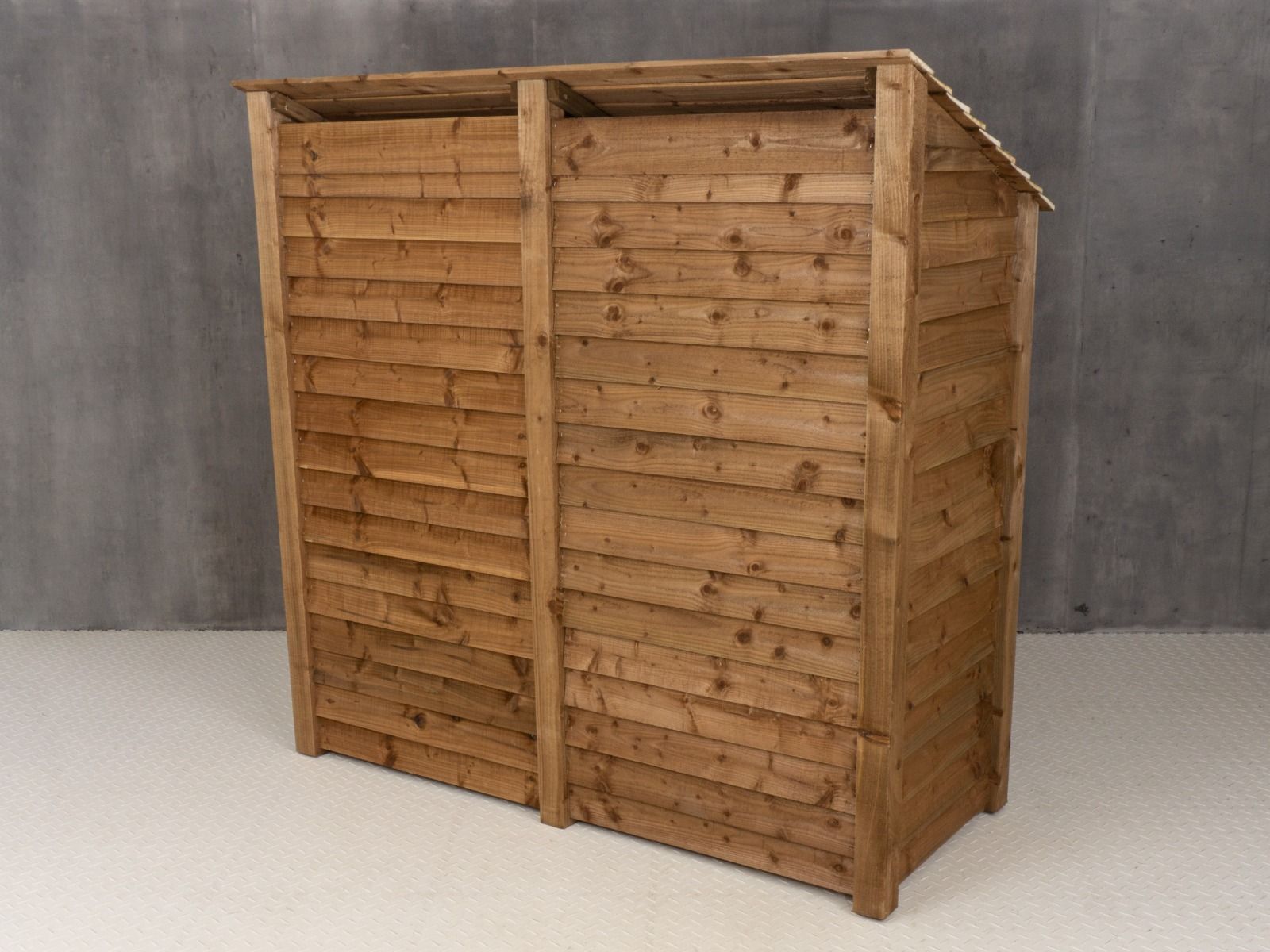 Wooden Log Store with Shelf W-187cm, H-126cm or 180cm, D-88cm - Brown Finish