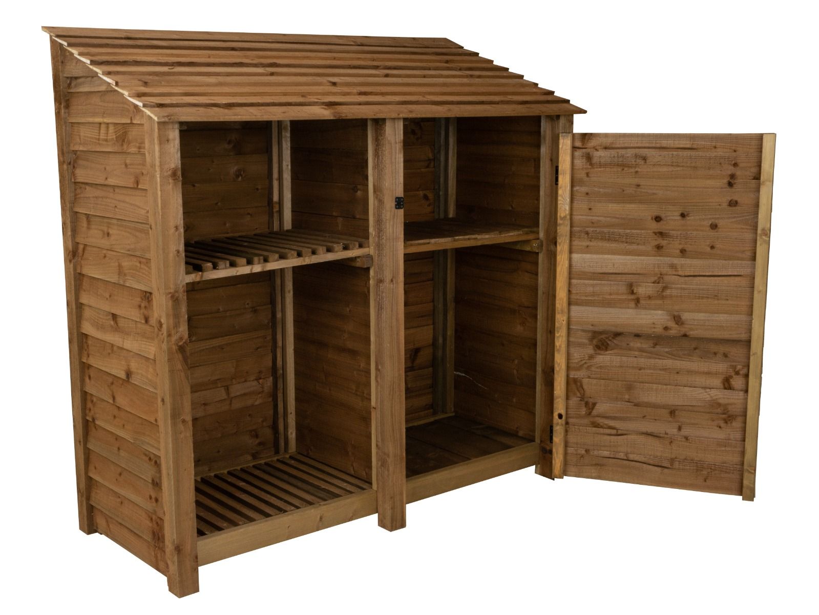 Wooden Garden Tool Storage with Shelf W-187cm, H-126cm or 180cm, D-88cm - Brown Finish