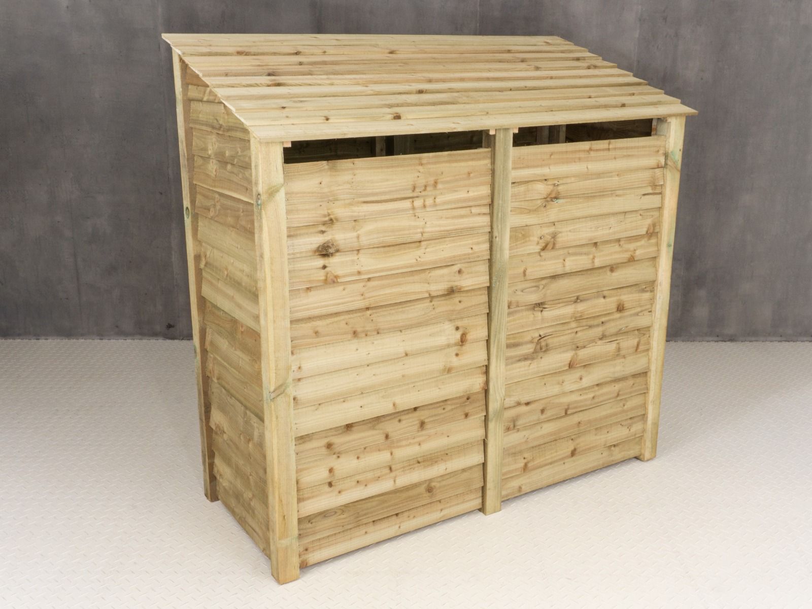 Wooden Log Store (Roof Sloping Back) with Doors W-187cm, H-126cm or 180cm, D-88cm
