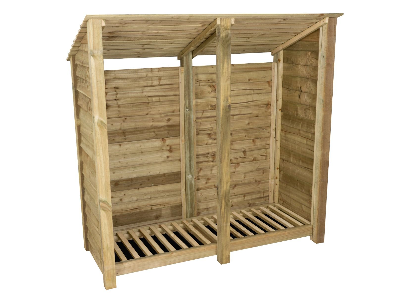 Wooden Log Store (Roof Sloping Back) W-187cm, H-126cm or 180cm, D-88cm