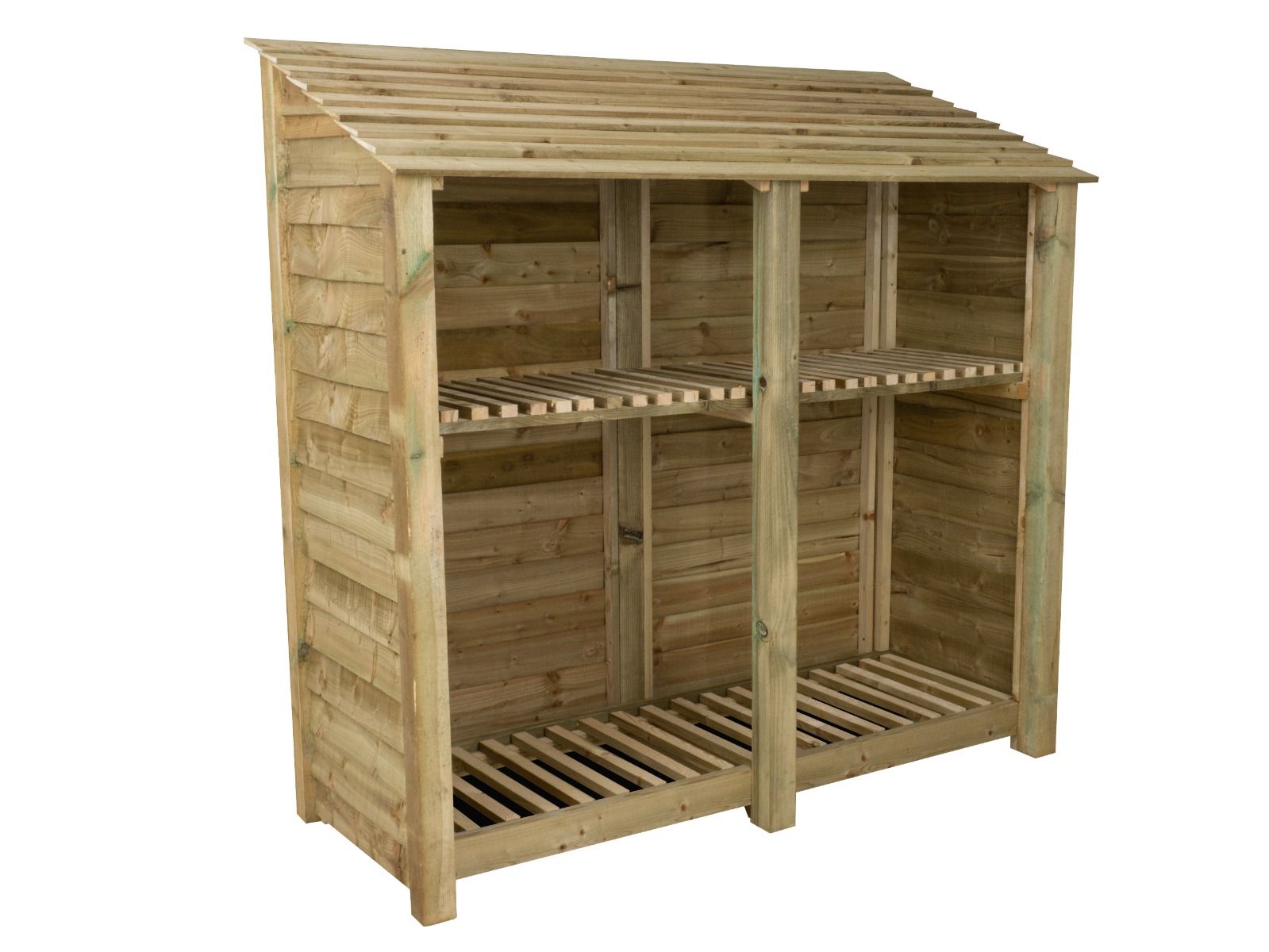 Wooden Log Store with Shelf W-187cm, H-126cm or 180cm, D-88cm
