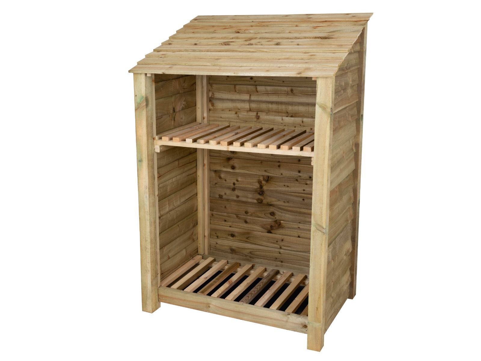 Wooden Log Store with Shelf W-119cm, H-126cm Or 180cm, D-88cm
