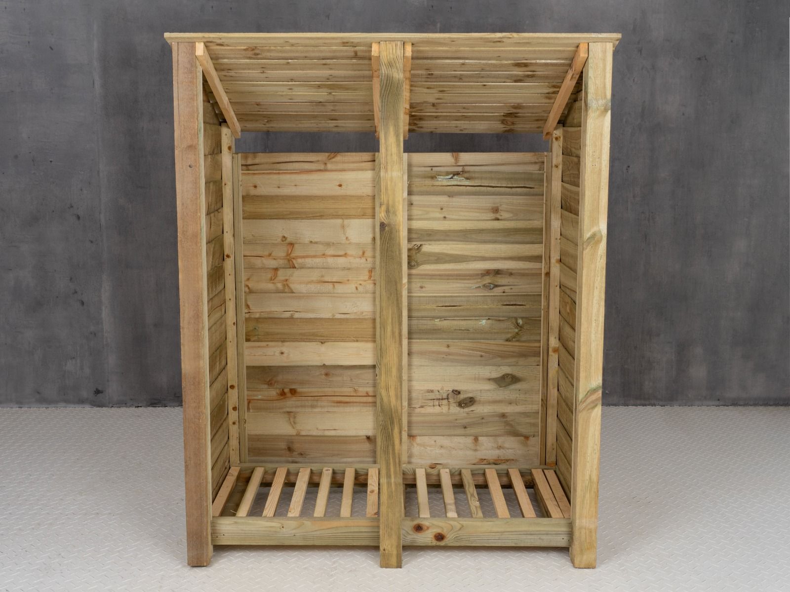 Wooden Log Store (Roof Sloping Back) W-146cm, H-126cm or 180cm, D-88cm