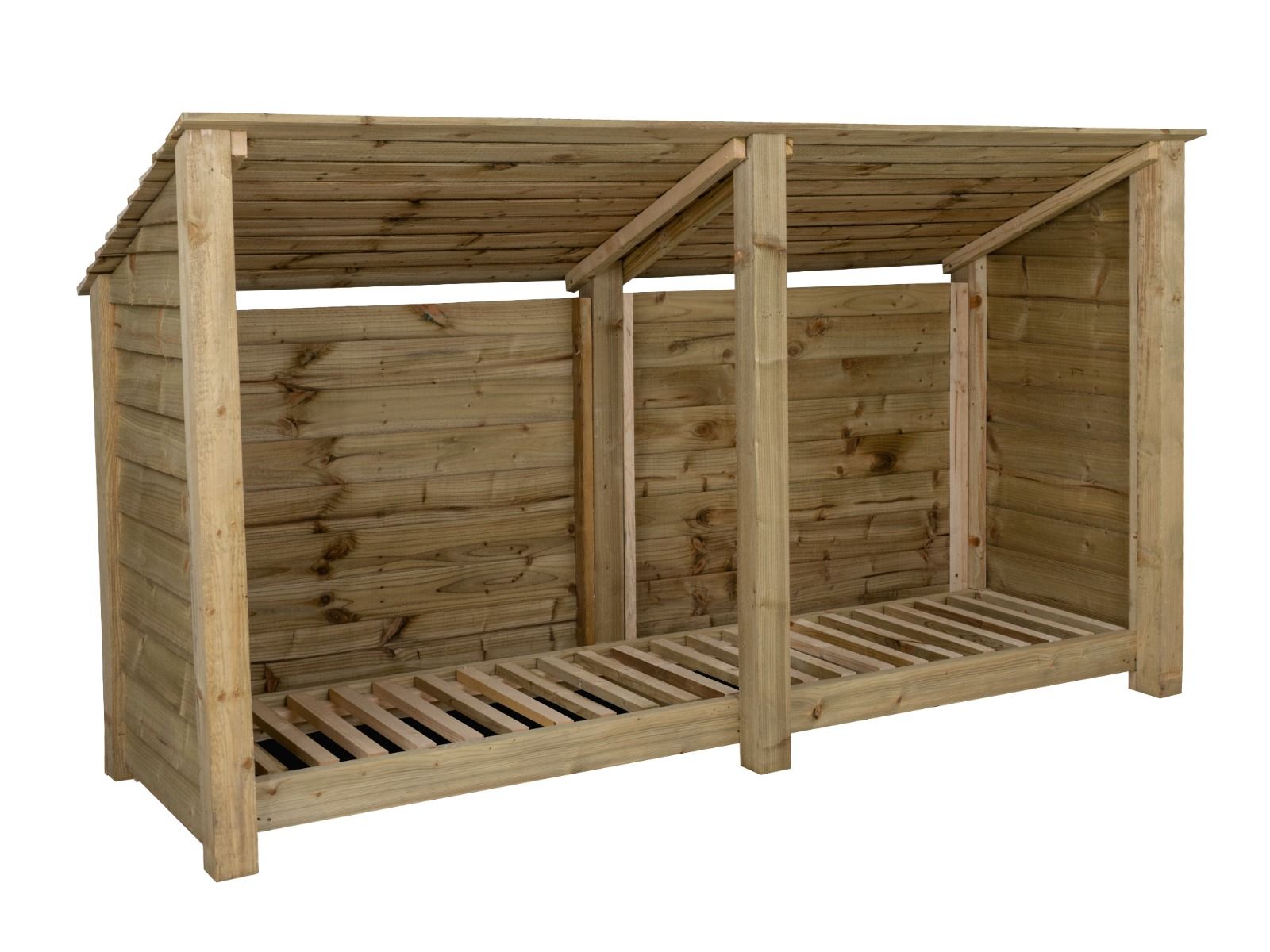 Wooden Log Store (Roof Sloping Back) W-227cm, H-126cm or 180cm, D-88cm