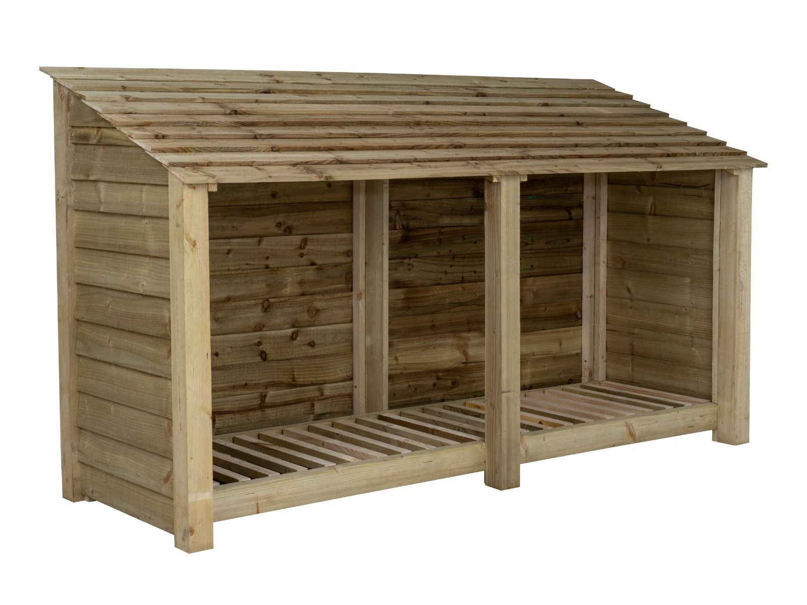 Wooden Log Store W-227cm, H-126cm or 180cm, D-88cm