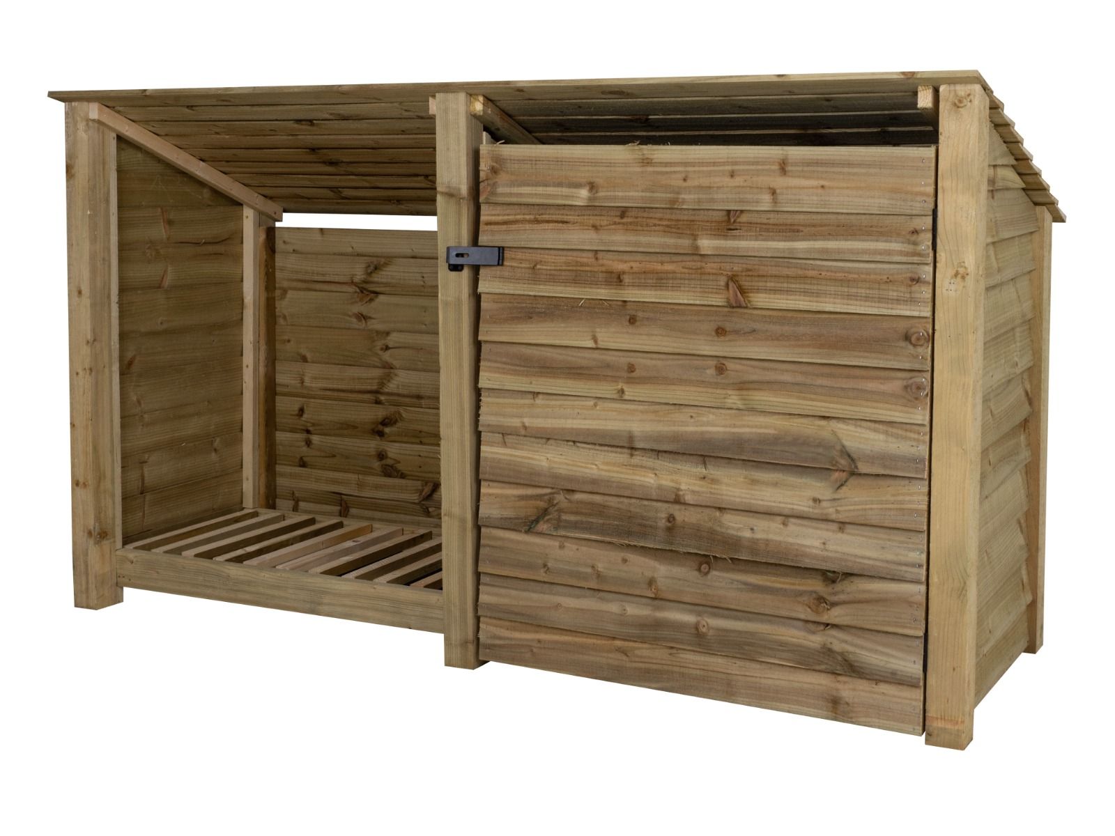 Wooden Garden Tool Storage (Roof Sloping Back) W-227cm, H-126cm or 180cm, D-88cm