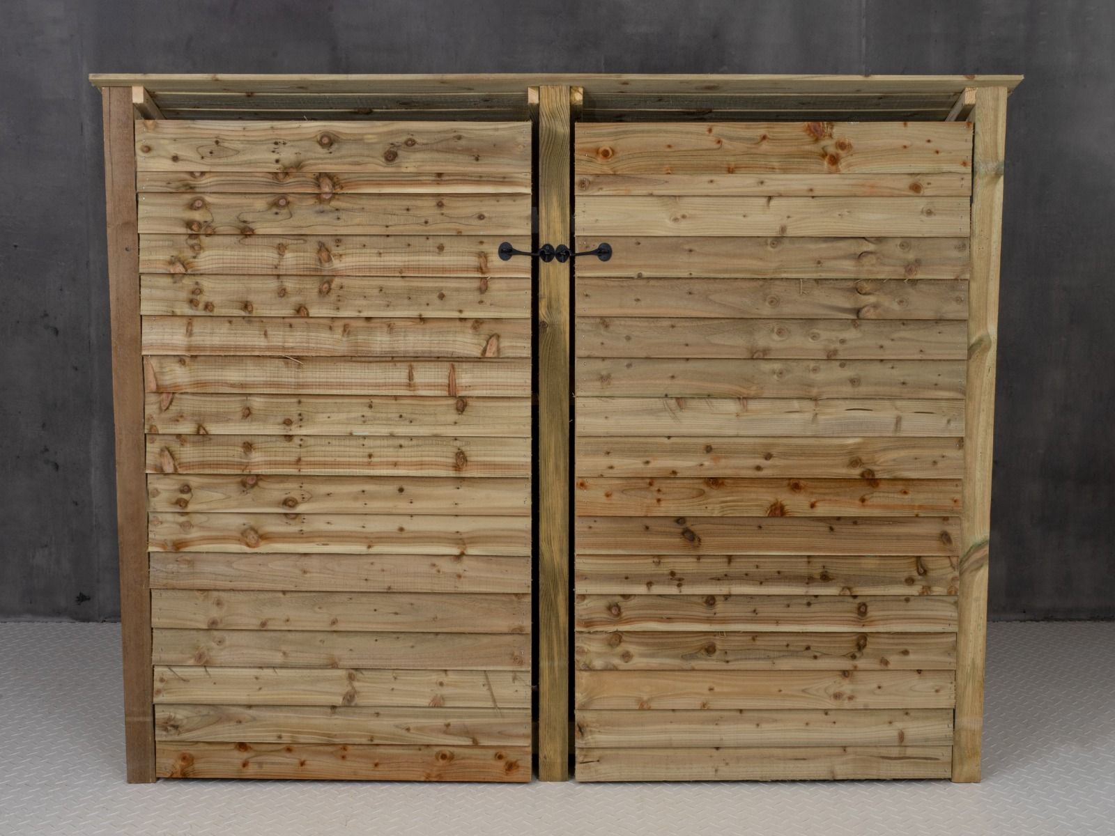 Wooden Log Store (Roof Sloping Back) with Doors and Shelf W-227cm, H-126cm or 180cm, D-88cm