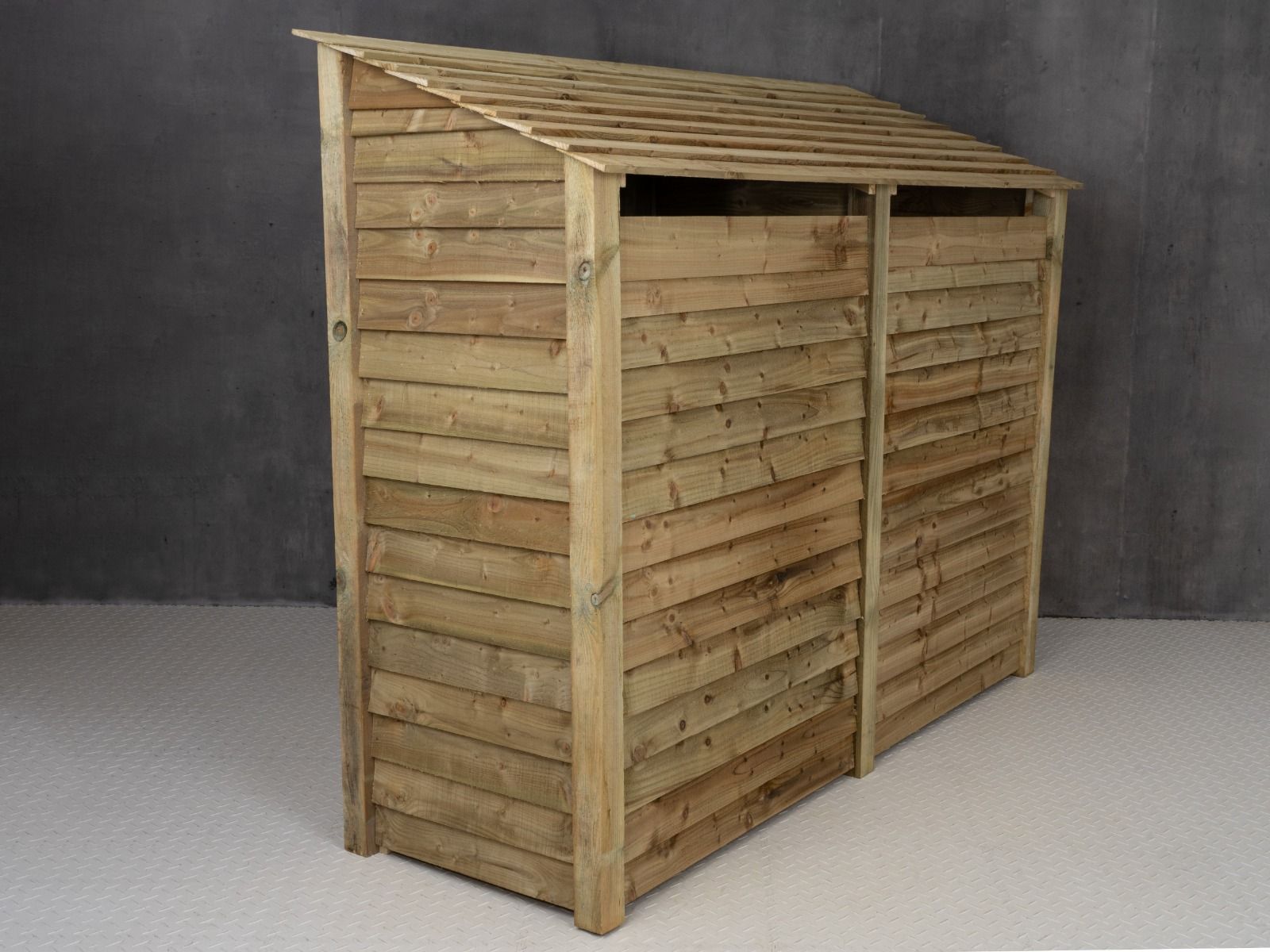 Wooden Log Store (Roof Sloping Back) with Doors W-227cm, H-126cm or 180cm, D-88cm