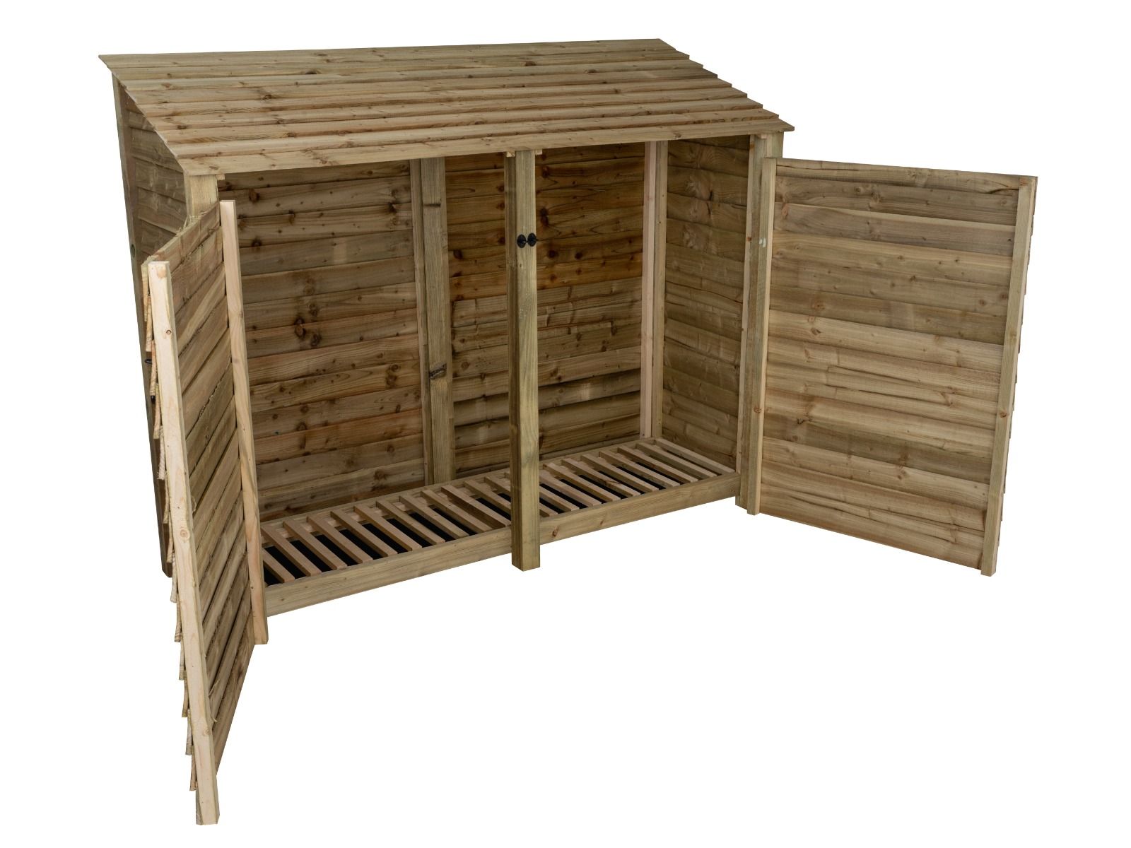 Wooden Log Store with Doors W-227cm, H-126cm or 180cm, D-88cm