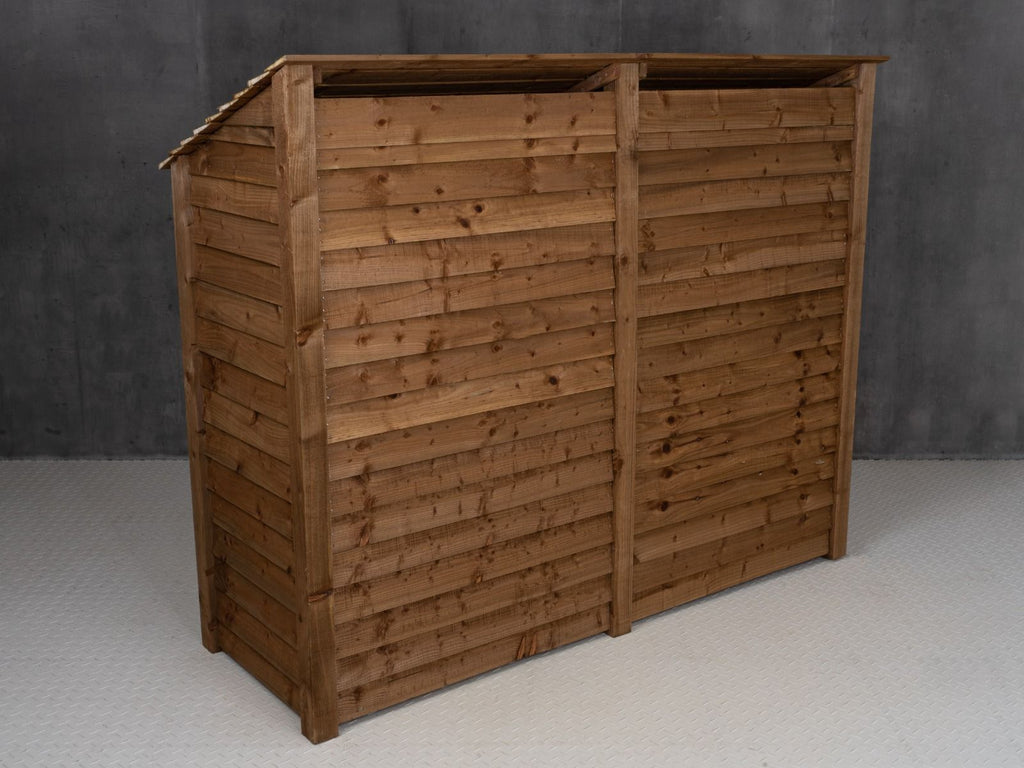 Wooden Log Store with Shelf W-227cm, H-126cm or 180cm, D-88cm - Brown Finish
