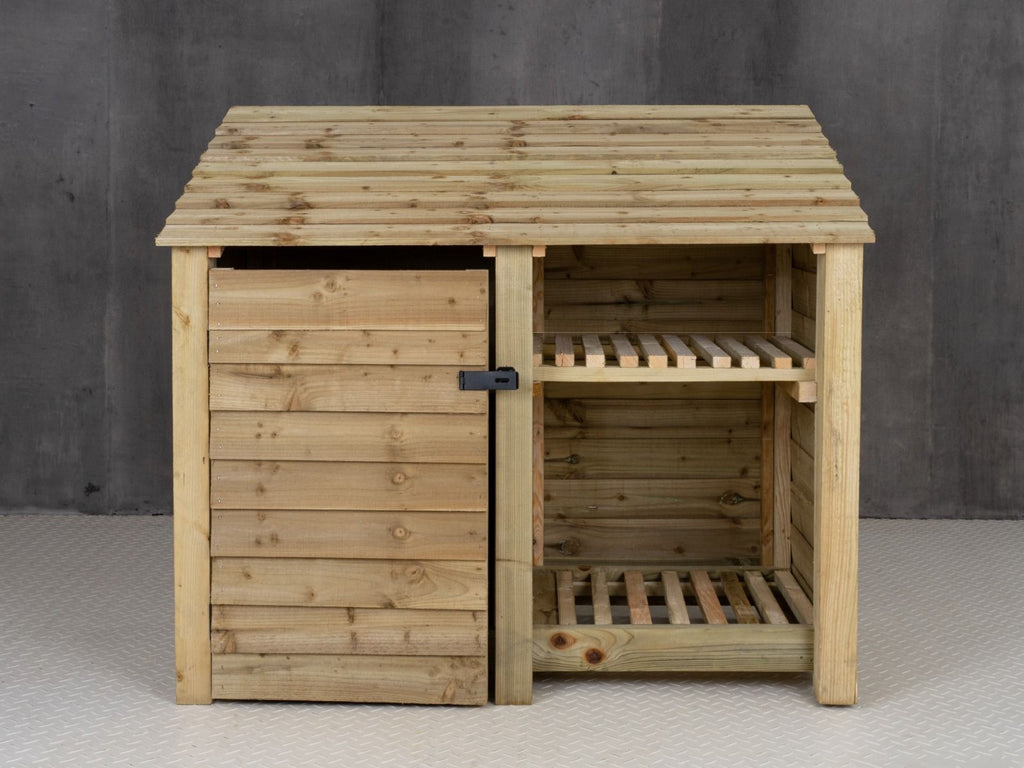 Wooden Garden Tool Storage with Shelf W-146cm, H-126cm or 180cm, D-88cm