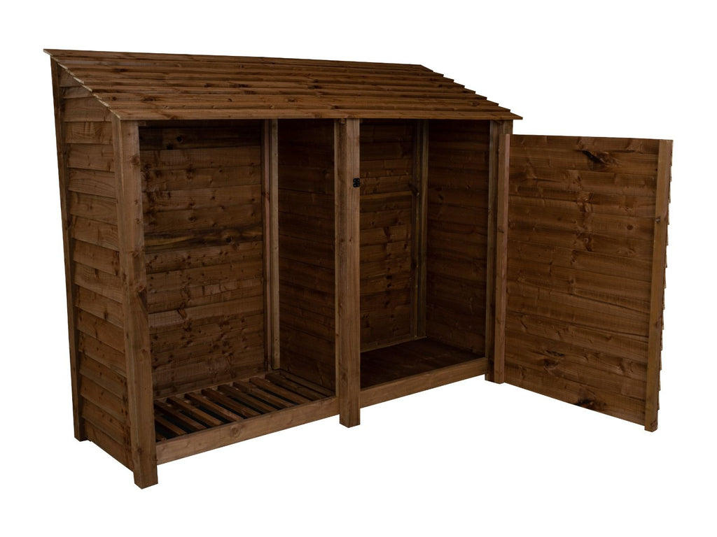 Wooden Garden Tool Storage W-227cm, H-126cm or 180cm, D-88cm - Brown Finish