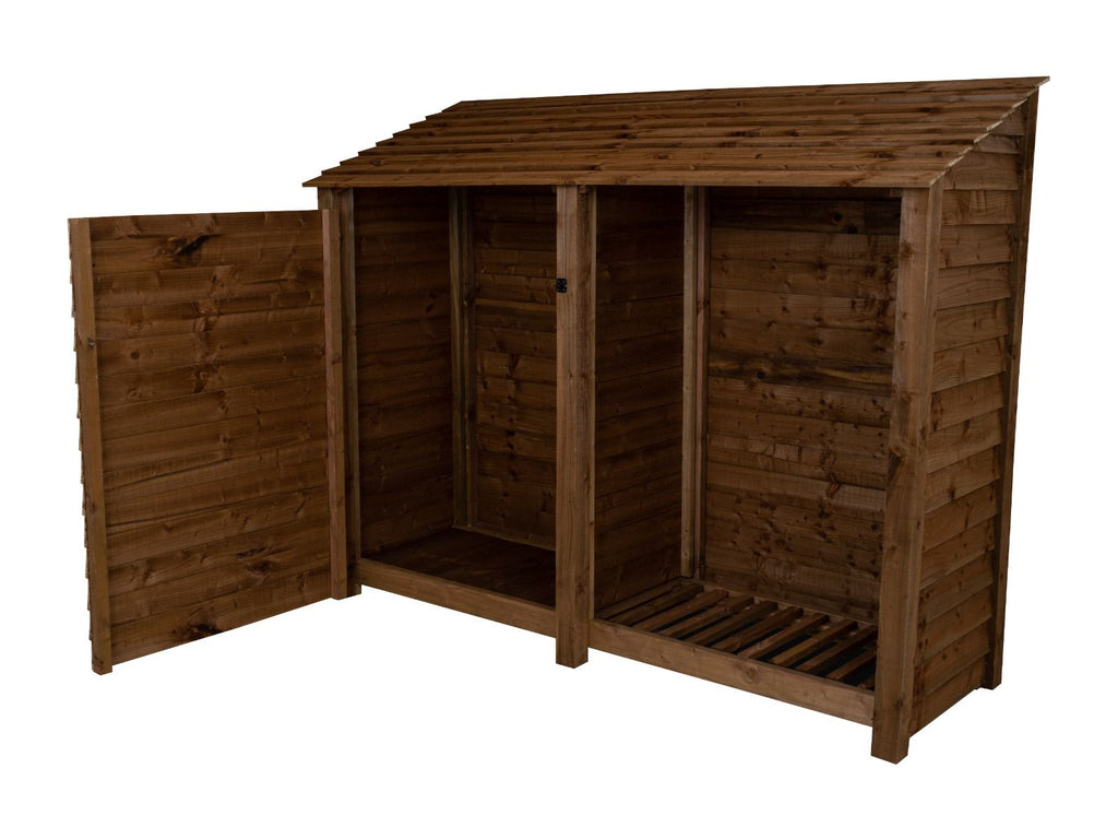 Wooden Garden Tool Storage W-227cm, H-126cm or 180cm, D-88cm - Brown Finish