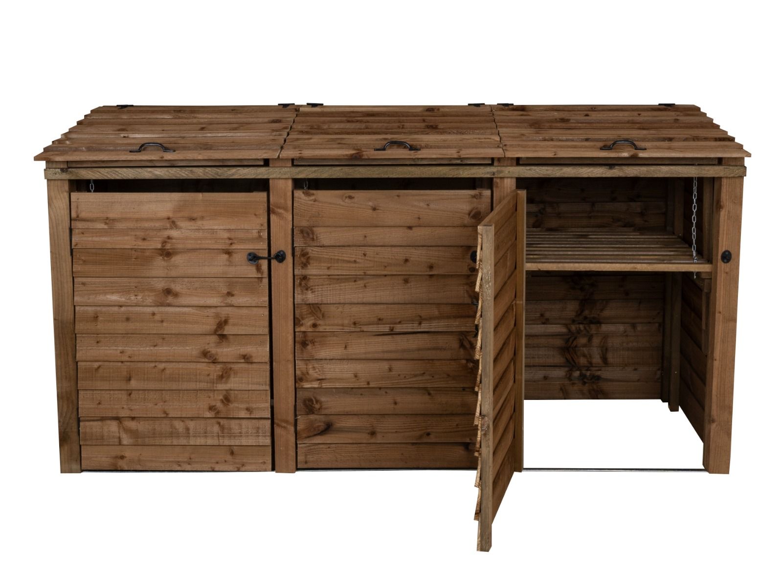 Wooden Wheelie Bin Store, Brown Finish