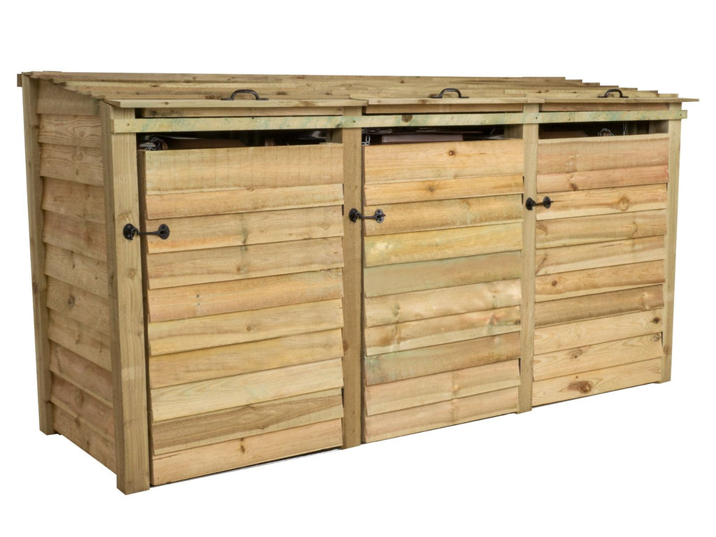 Wooden Wheelie Bin Store, Natural Finish