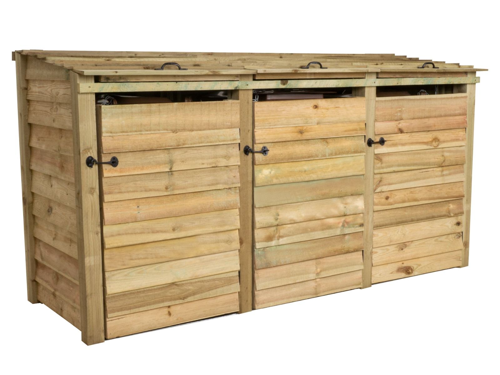 Wooden Wheelie Bin Store, Natural Finish
