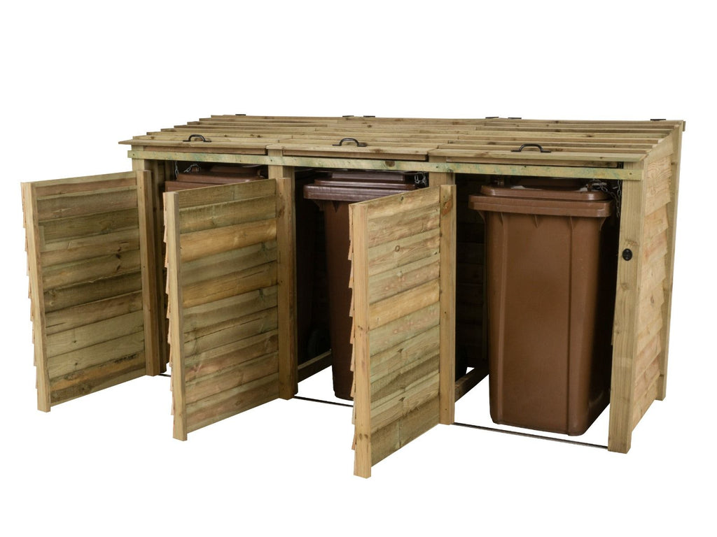 Wooden Wheelie Bin Store, Natural Finish