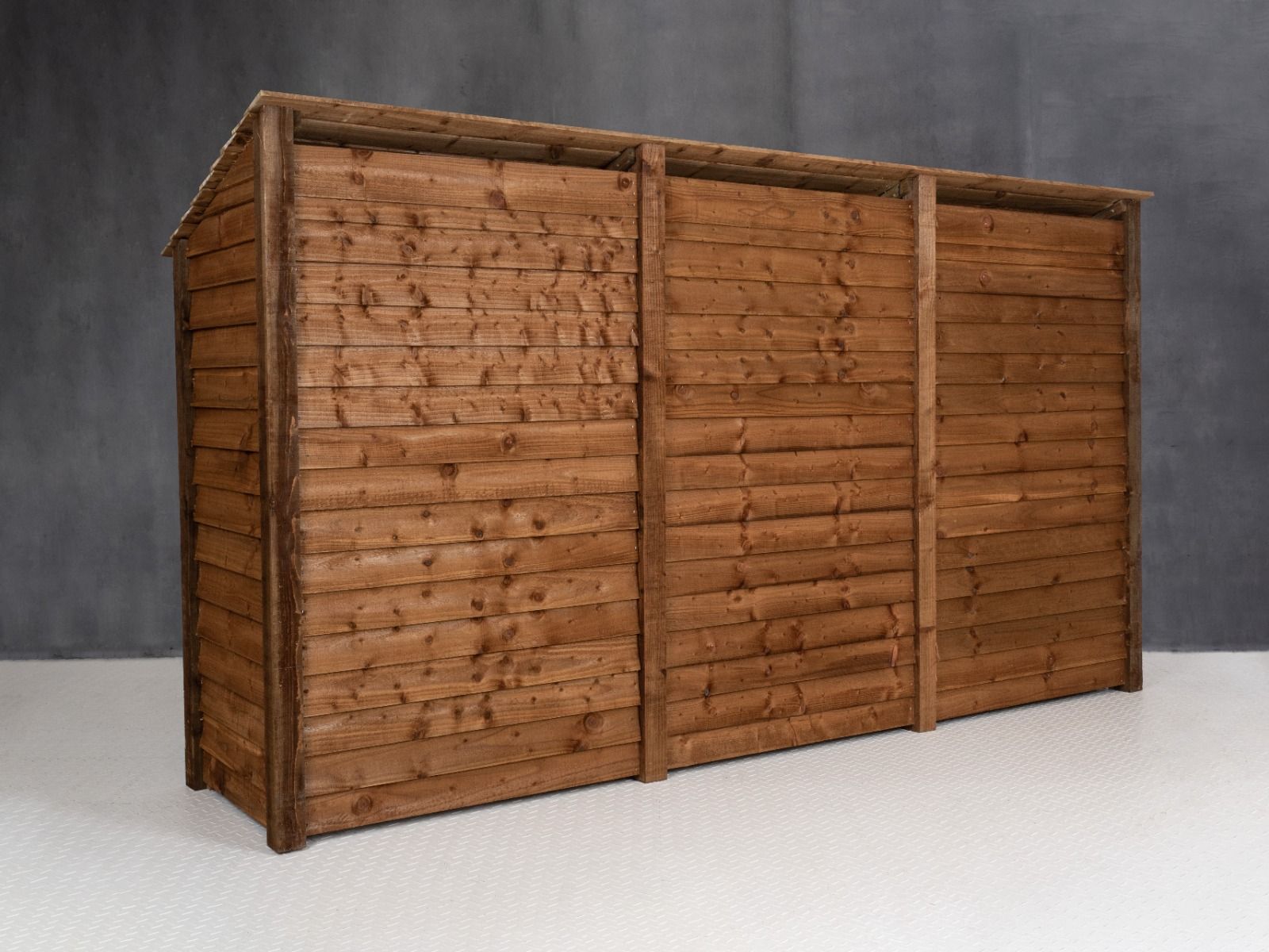 Wooden Log Store with Doors and Shelf W-335cm, H-126cm or 180cm, D-88cm - Brown Finish