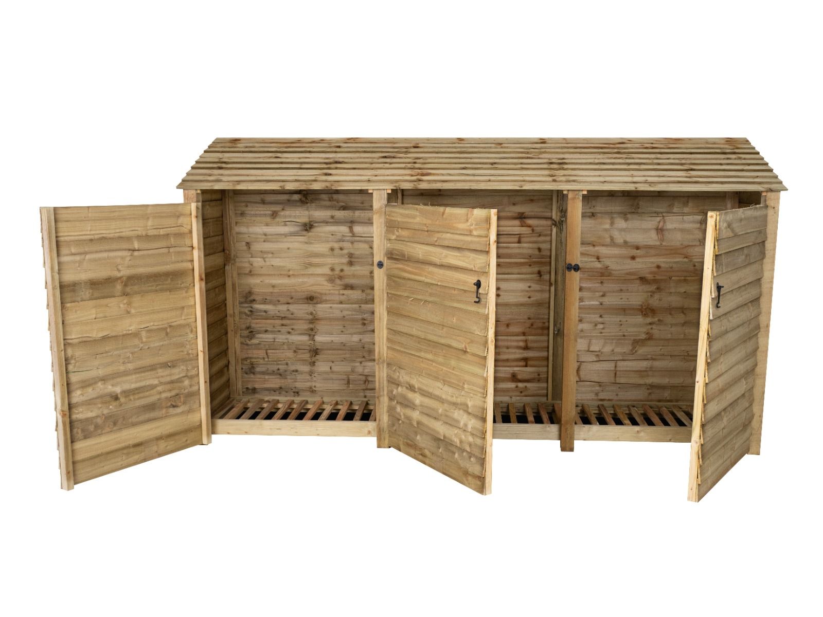 Wooden Log Store with Doors W-335cm, H-126cm or 180cm, D-88cm
