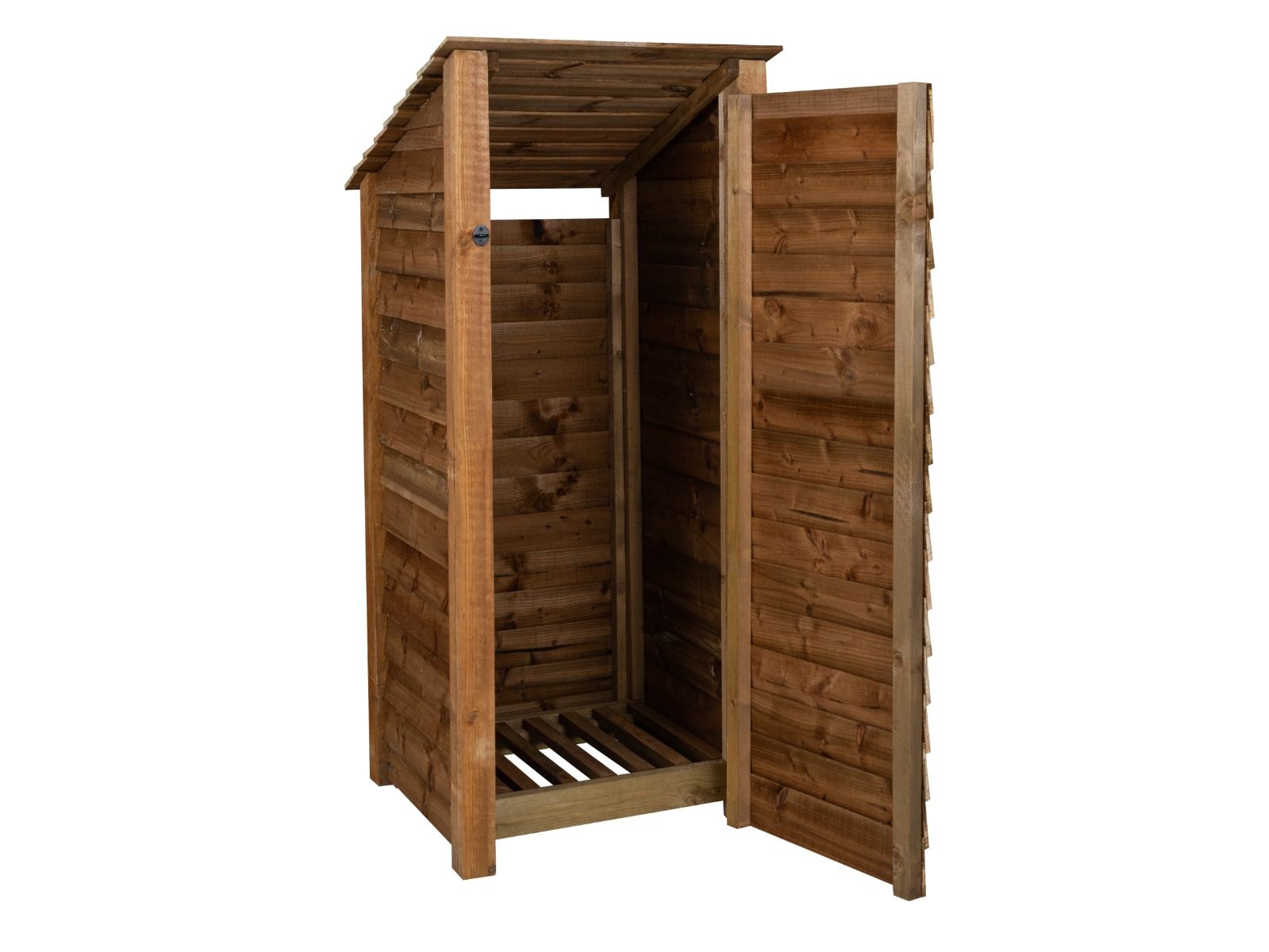 Wooden Log Store with Door (Roof Sloping Back) W-79cm, H-126cm or 180cm, D-88cm