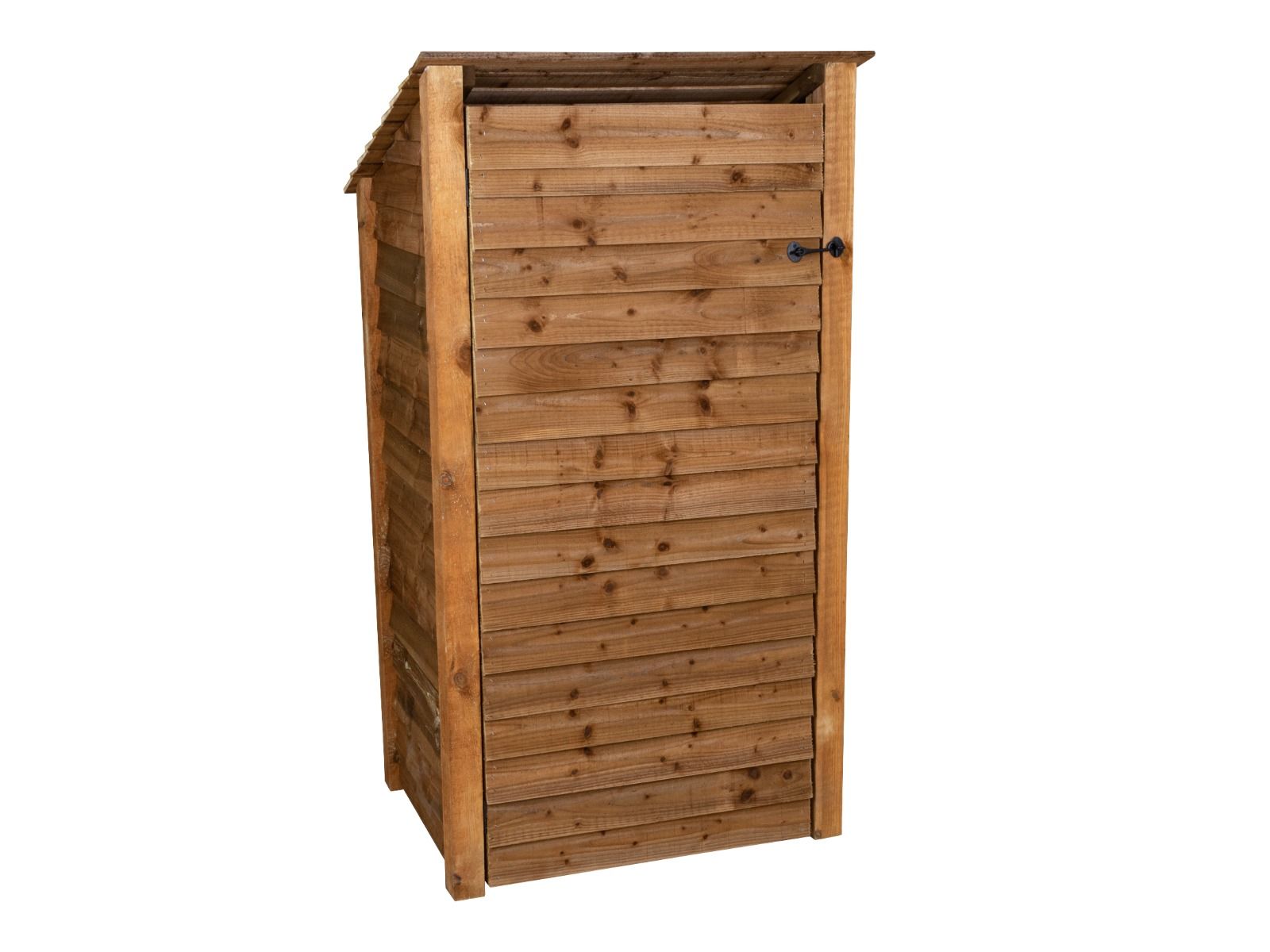 Wooden Log Store with Door and Shelf (Roof Sloping Back) W-99cm, H-126cm Or 180cm, D-88cm - Brown Finish