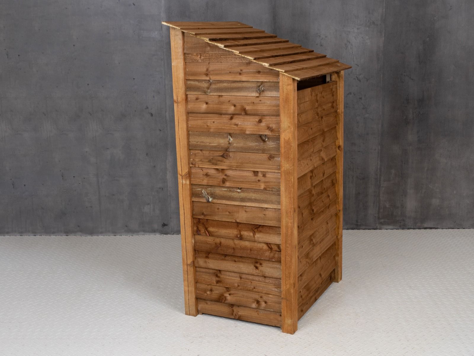 Wooden Log Store (Roof Sloping Back) W-99cm, H-126cm Or 180cm, D-88cm - Brown Finish