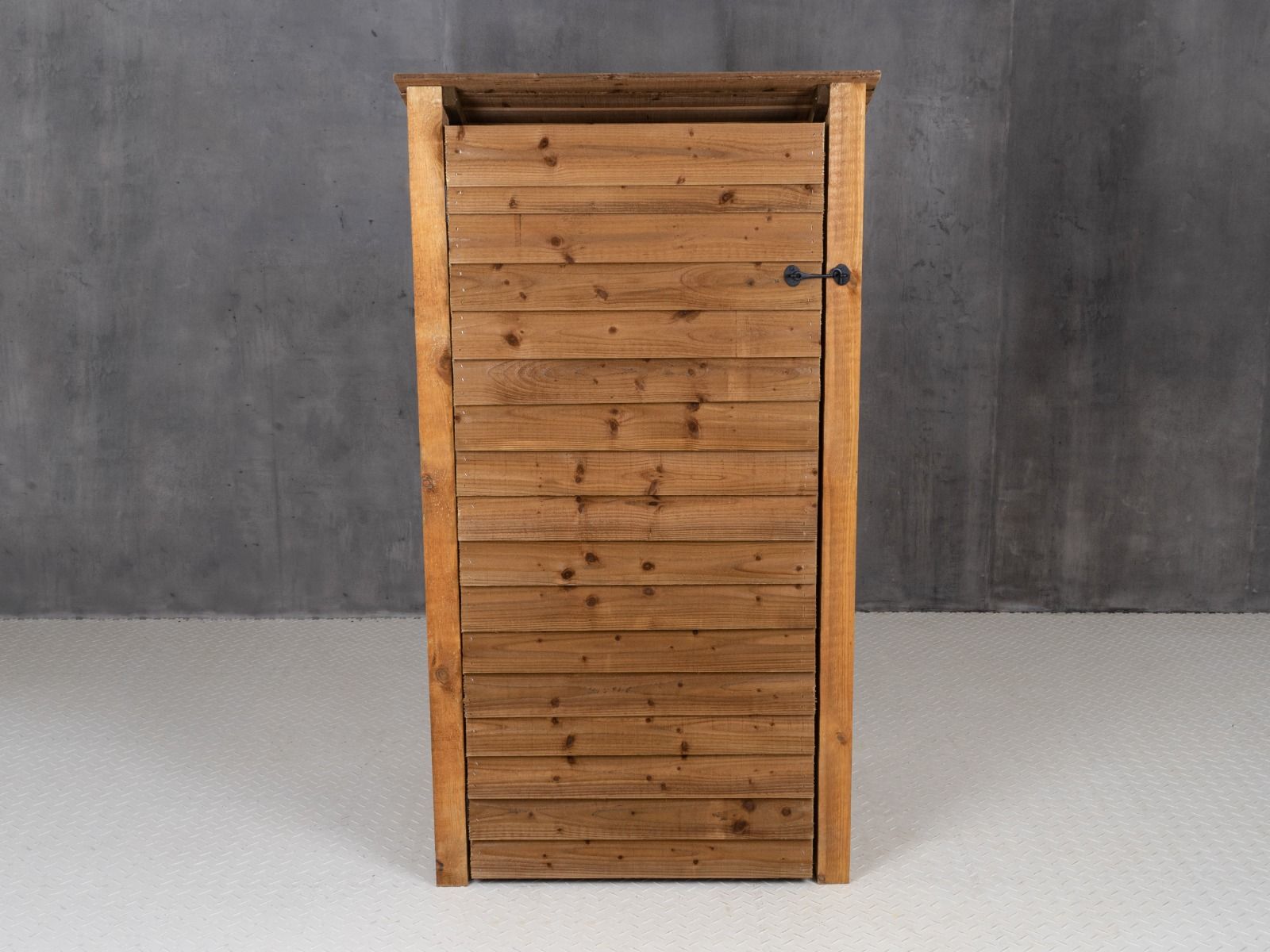 Wooden Log Store with Door and Shelf (Roof Sloping Back) W-99cm, H-126cm Or 180cm, D-88cm - Brown Finish