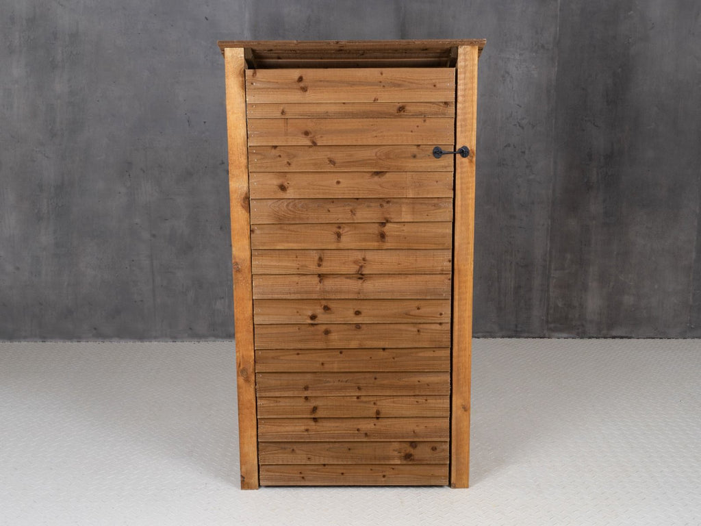Wooden Log Store with Door (Roof Sloping Back) W-99cm, H-126cm Or 180cm, D-88cm - Brown Finish