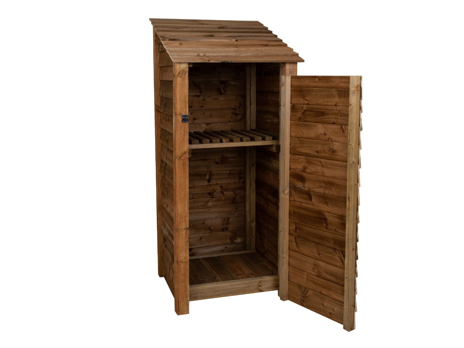 Wooden Garden Tool Storage with Shelf W-79cm, H-126cm or 180cm, D-88cm - Brown Finish