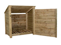 Wooden Log Store (Roof Sloping Back) with Door W-119cm, H-126cm Or 180cm, D-88cm