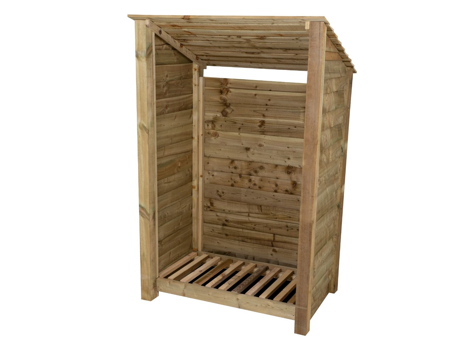 Wooden Log Store (Roof Sloping Back) W-119cm, H-126cm Or 180cm, D-88cm