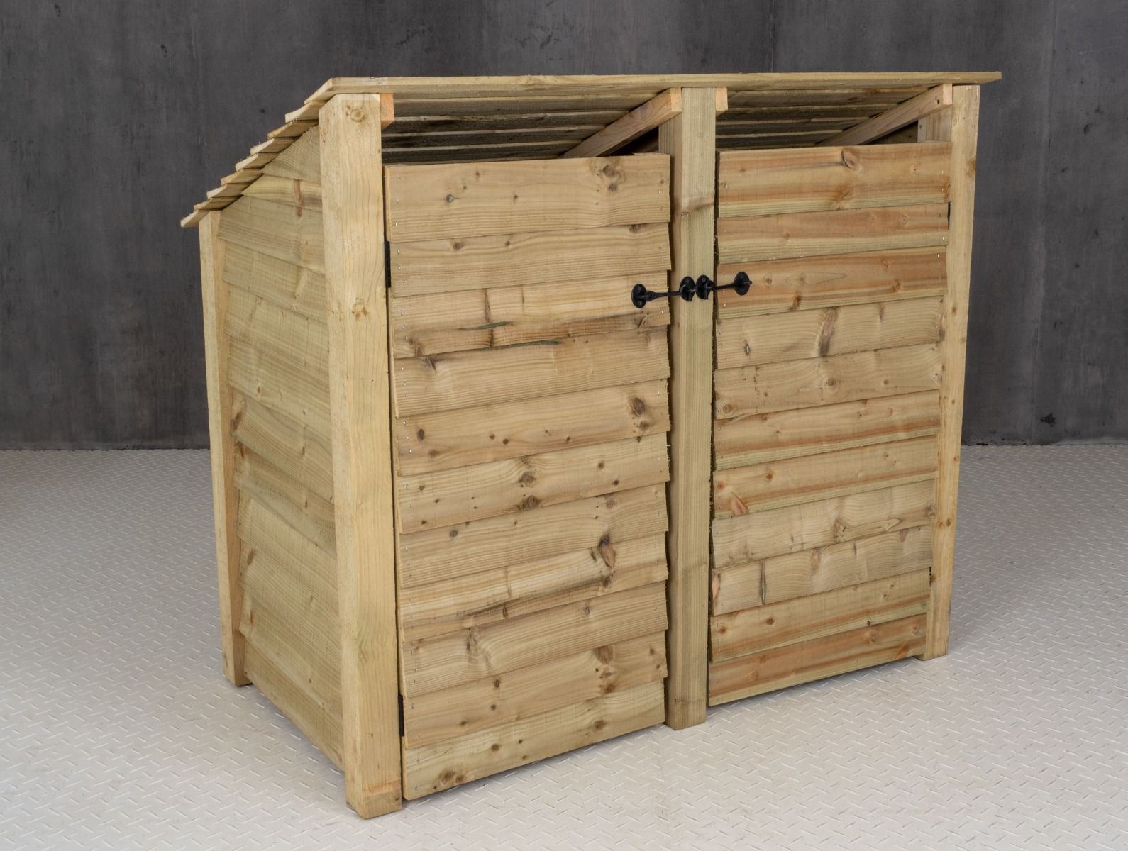 Wooden Log Store (Roof Sloping Back) with Door W-146cm, H-126cm or 180cm, D-88cm