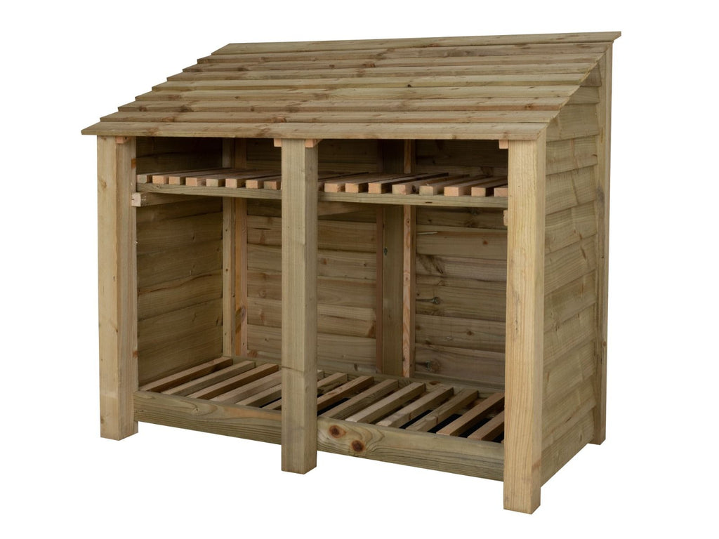 Wooden Log Store with Shelf W-146cm, H-126cm or 180cm, D-88cm