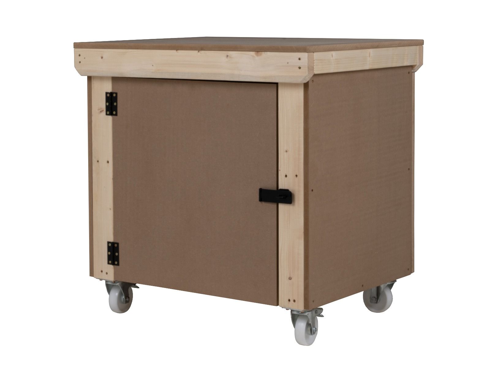 Wooden MDF Top Workbench With Lockable Cupboard (V.9) with wheels