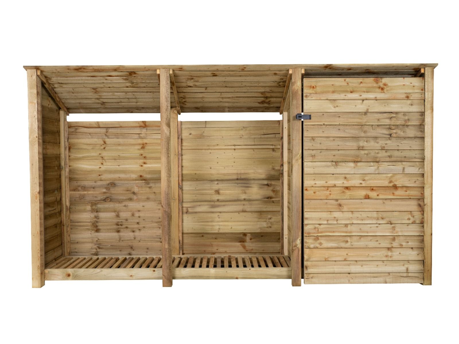 Wooden Garden Tool Storage (Roof Sloping Back) W-335cm, H-126cm or 180cm, D-88cm
