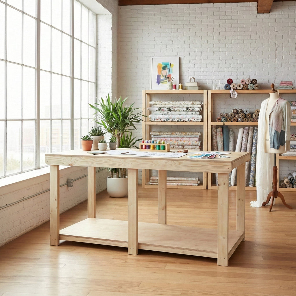 Wooden Workbench Eucalyptus Hardwood Top Depth-3ft