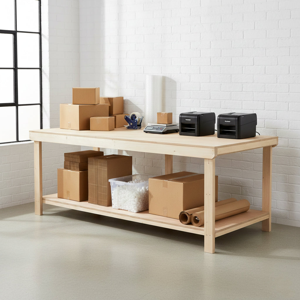 Wooden Workbench Eucalyptus Hardwood Top Depth-4ft