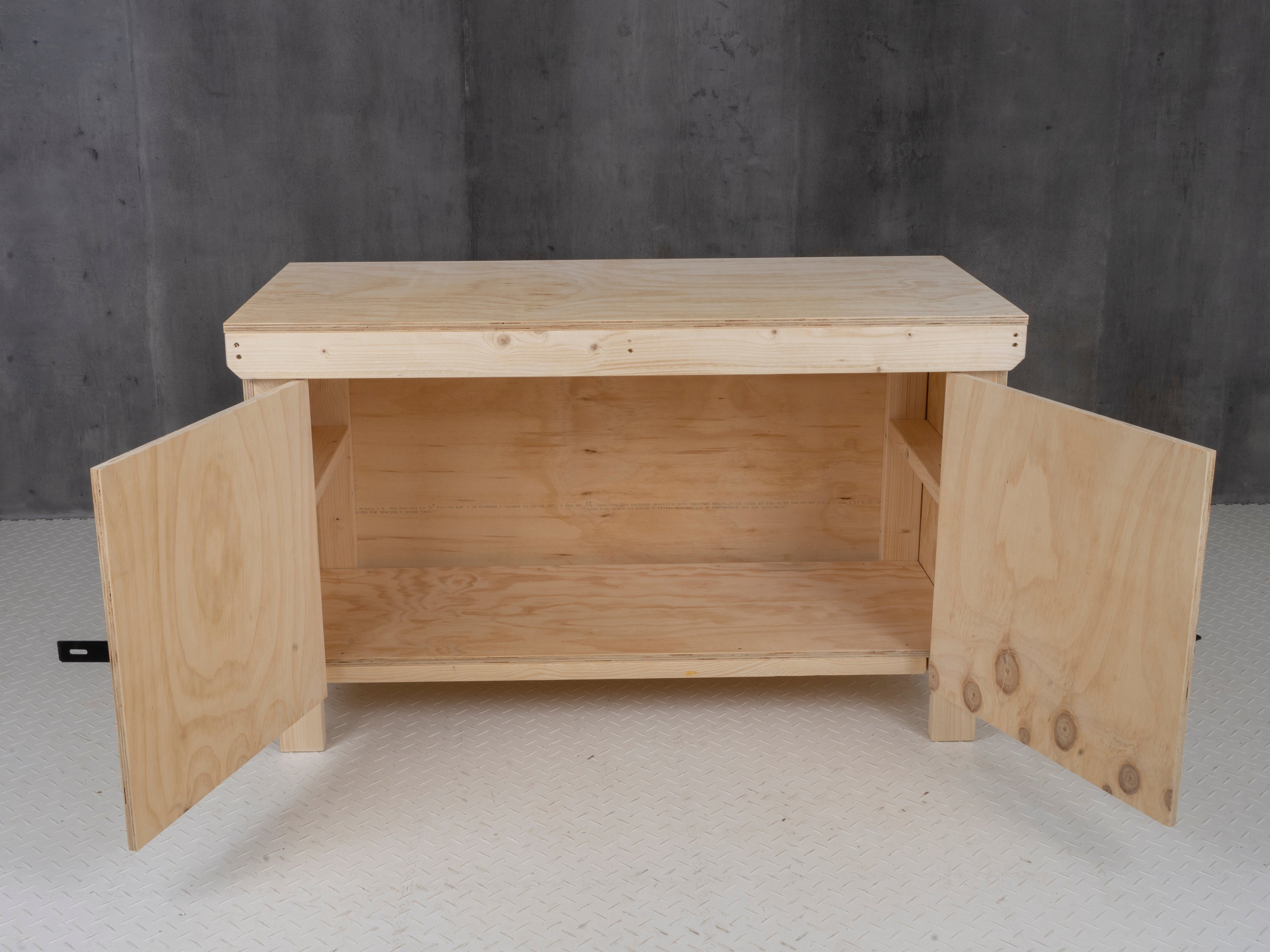 Wooden Plywood Top Workbench With Lockable Cupboard (V.9)