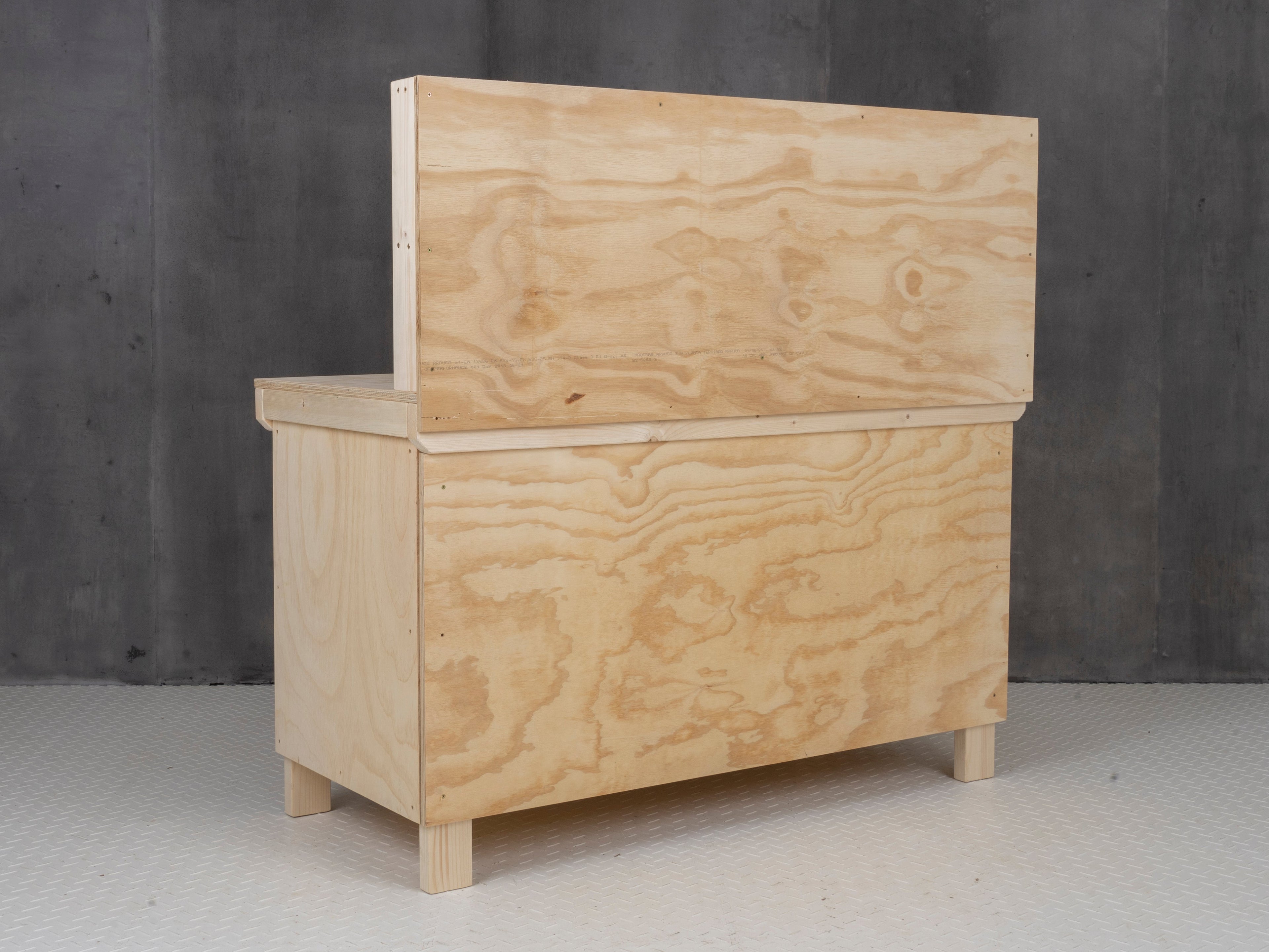 Wooden Plywood Top Workbench With Lockable Cupboard (V.9) With back panel