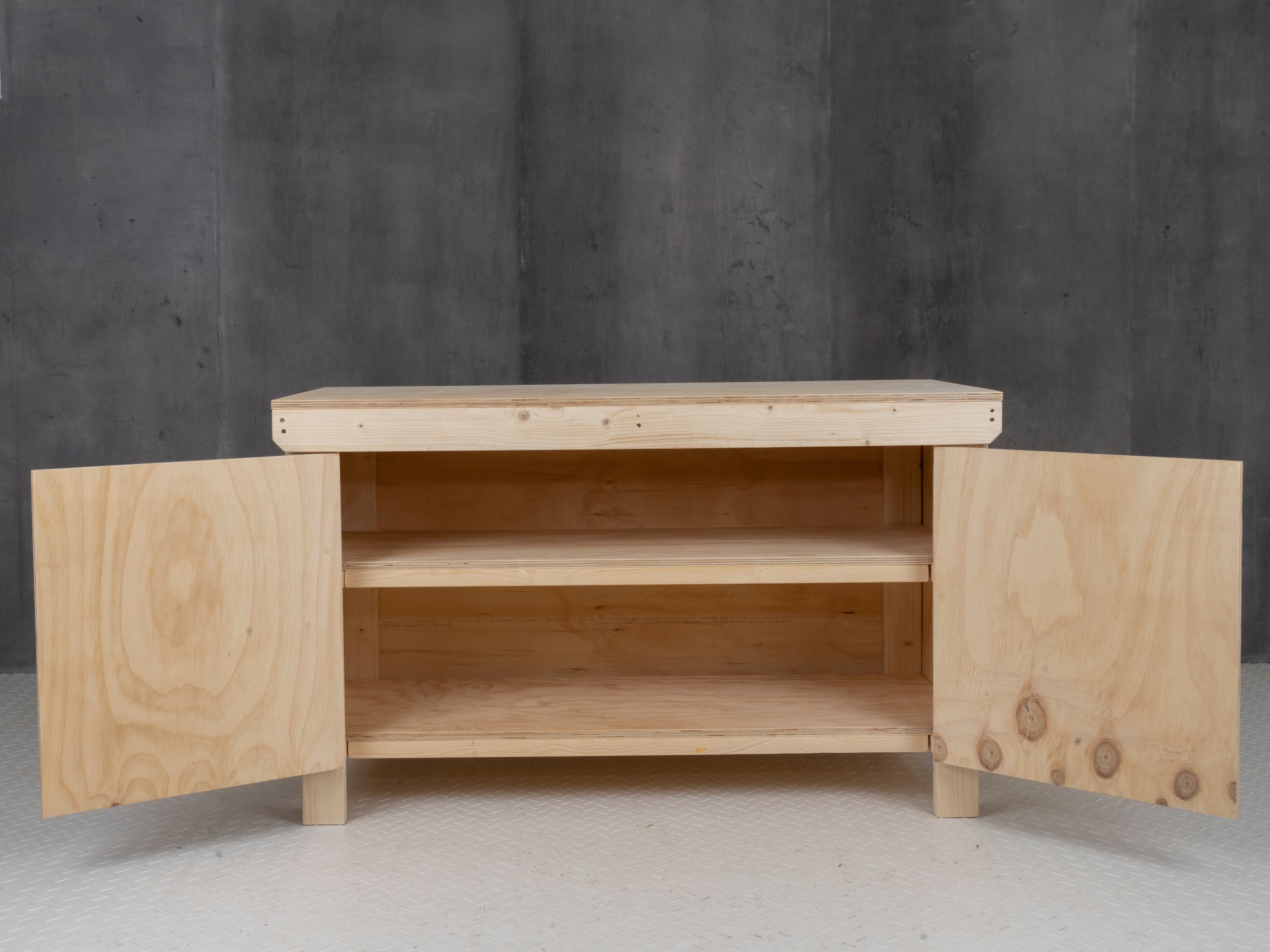 Wooden Plywood Top Workbench With Lockable Cupboard (V.9) Double Shelf