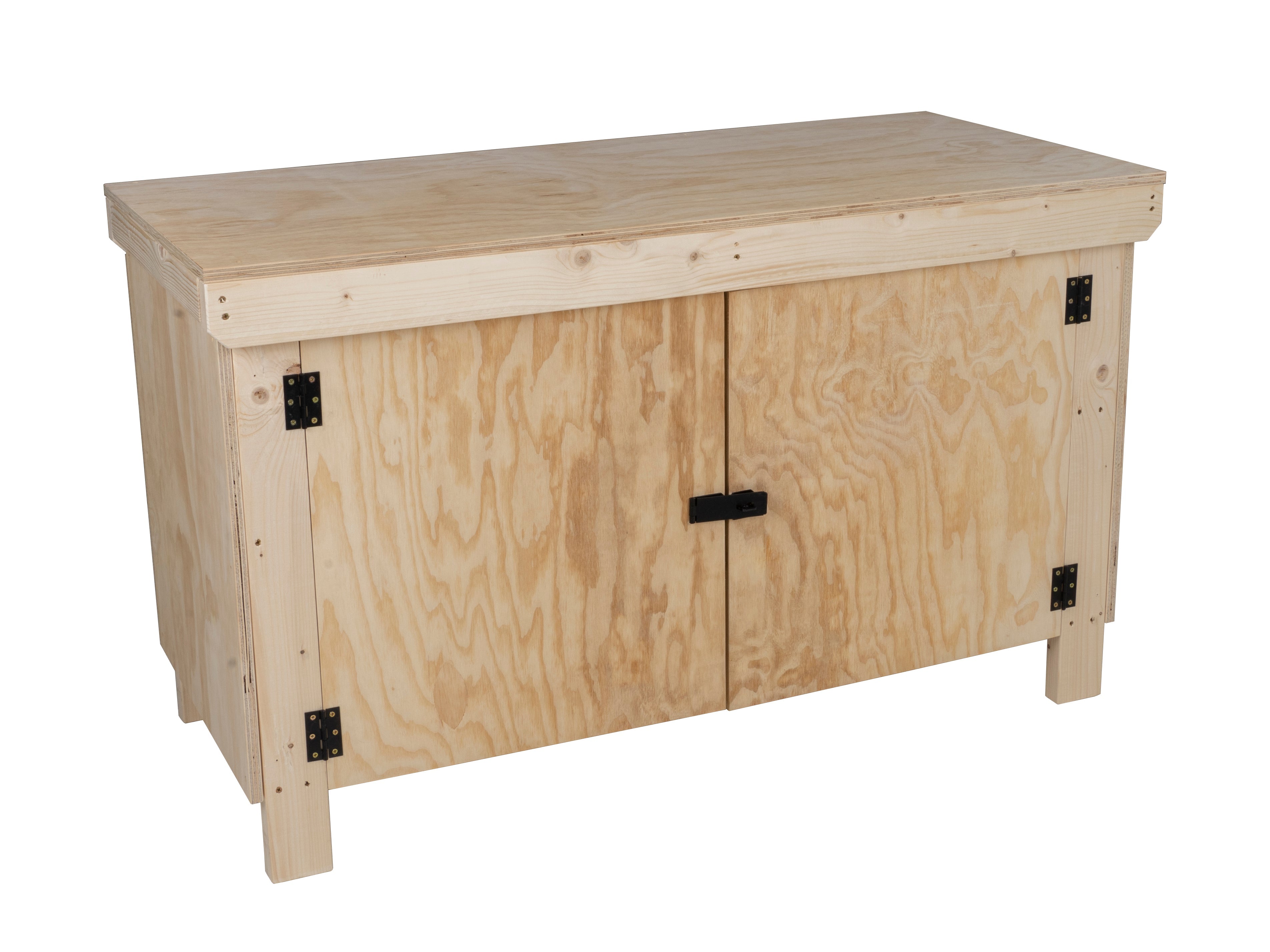 Wooden Plywood Top Workbench With Lockable Cupboard (V.9)