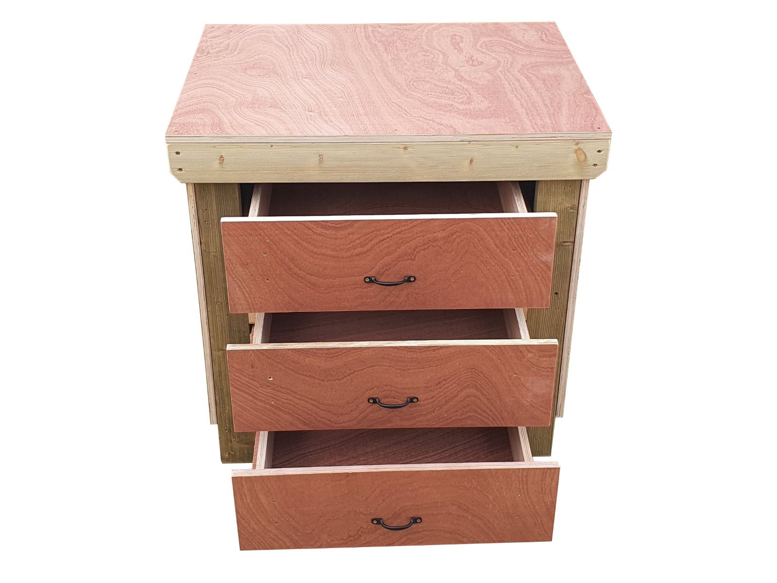 Wooden Eucalyptus Hardwood Top Workbench, Tool Cabinet With Drawers (V.2)