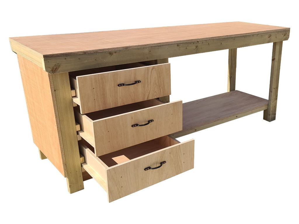 Wooden Eucalyptus top tool cabinet workbench with storage shelf (V.7)