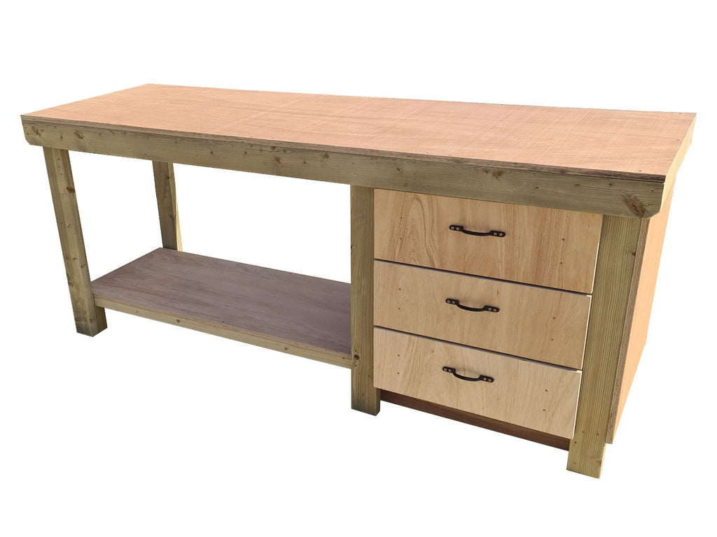 Wooden Eucalyptus top tool cabinet workbench with storage shelf (V.7)