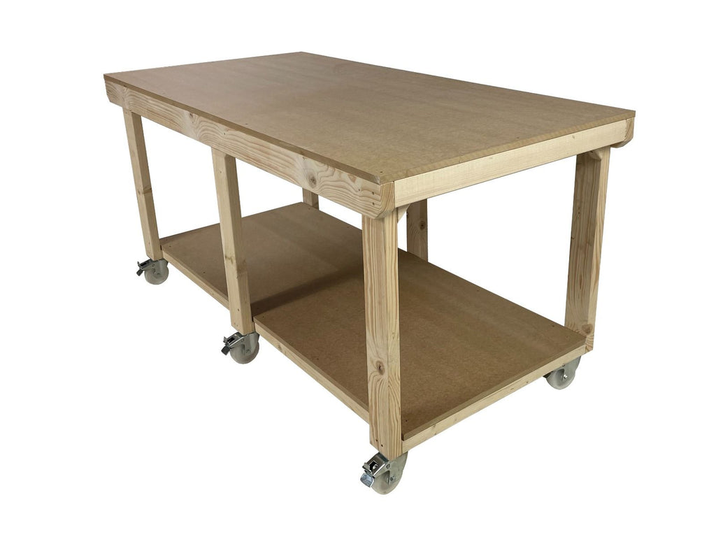 Wooden Workbench MDF Top Depth-4ft With Wheels